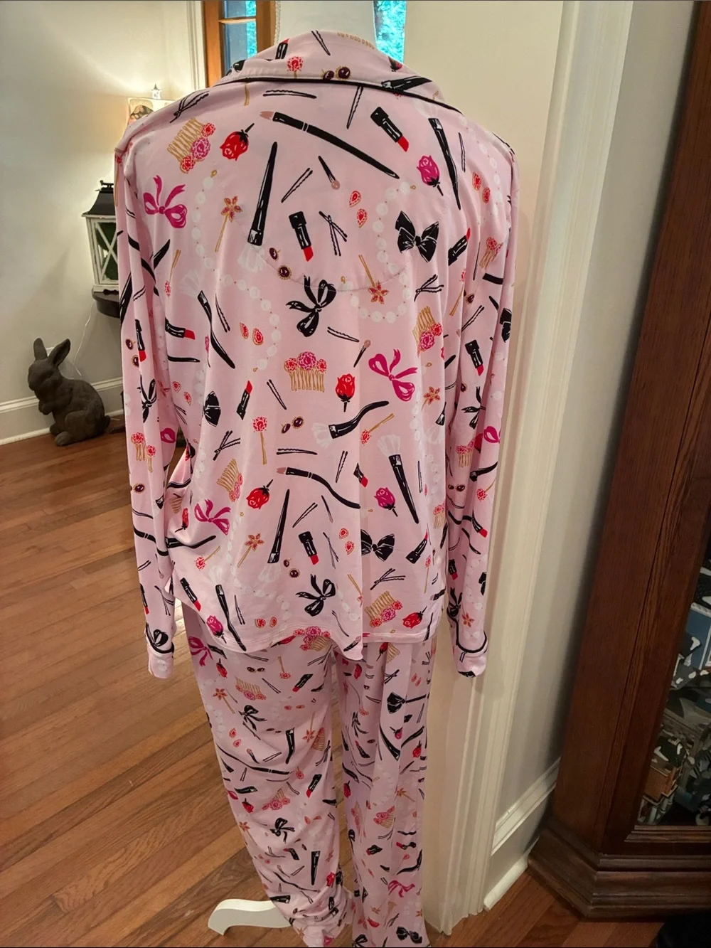 kate spade Pink Beauty-Print Long Sleeve Pajama Set Hair and Makeup 💄